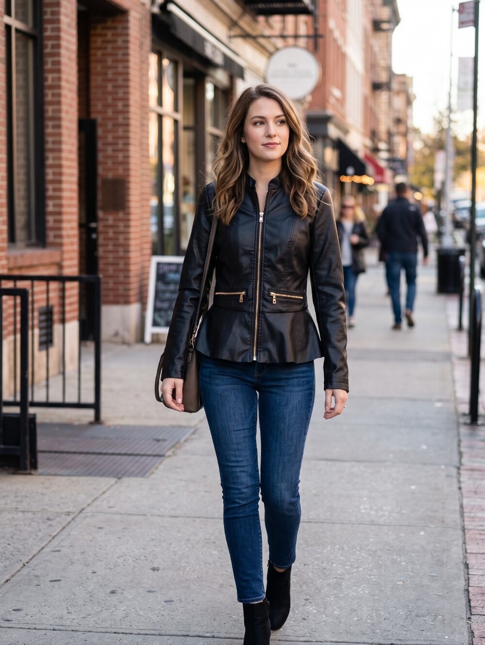 New Look Black Faux Leather Jacket with Gold Zippers NWOT/NEVER WORN